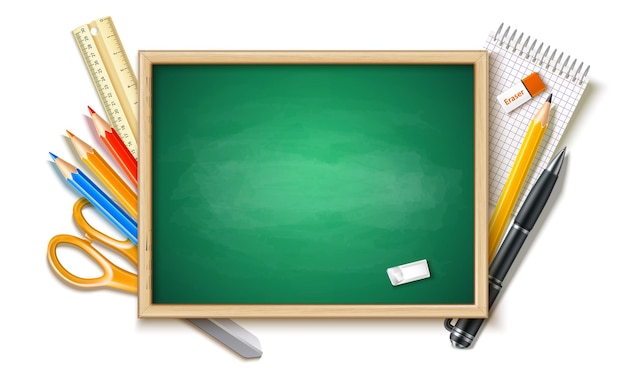 Vector realistic back to school background with chalkboard