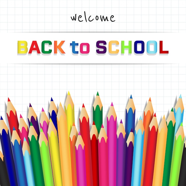 Realistic back to school background with pencils