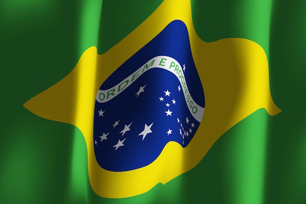 Realistic background abstract illustration of the Brazil flag waving the flag