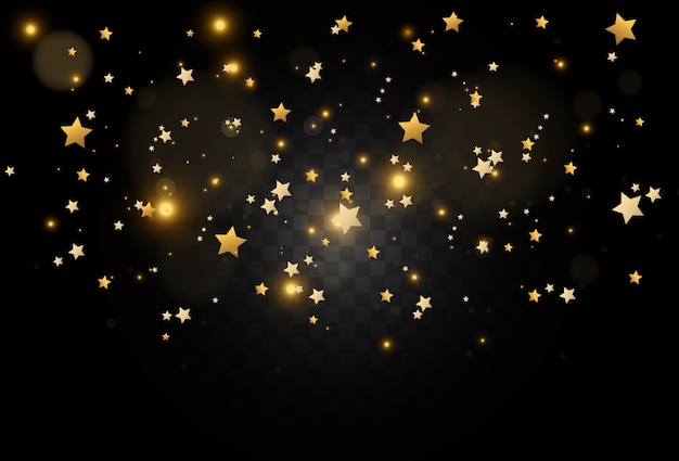 Vector realistic background of bright gold stars