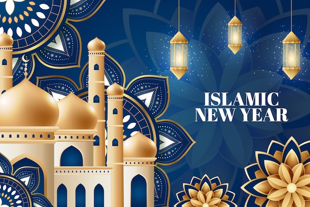 Realistic background for islamic new year celebration