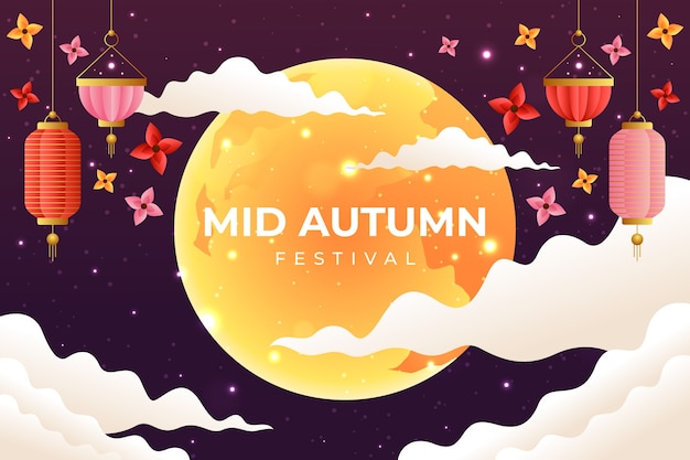 Realistic background for mid-autumn festival celebration