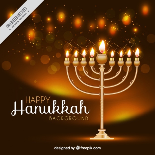 Realistic background with candelabra for hanukkah