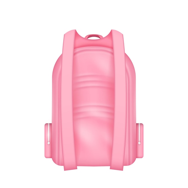 Realistic backpack for school back view Casual rucksack for teenage schoolgirl student isolated