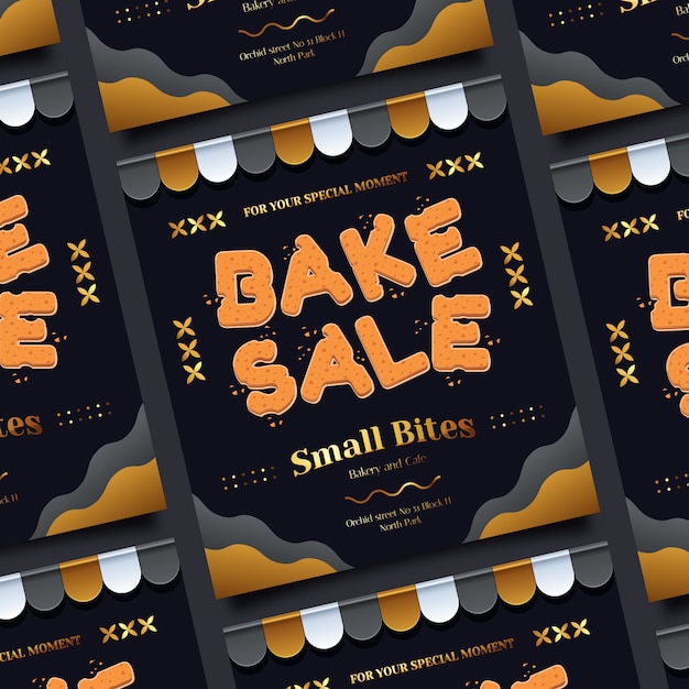 Realistic bake sale flyer template