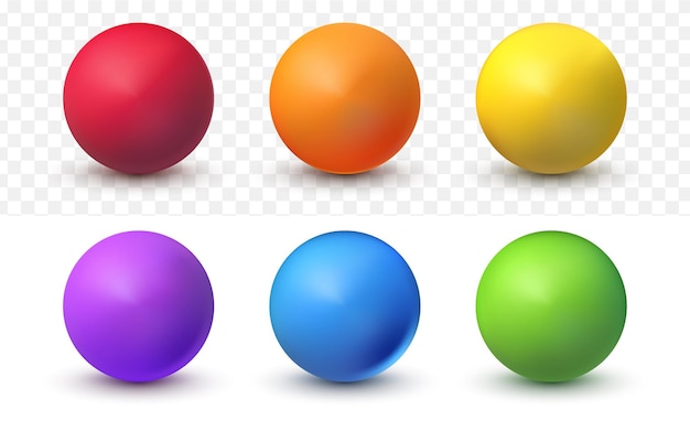 Vector realistic ball 3d colorfull set on white transparent background