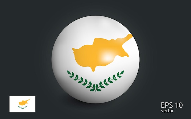 Vettore palla realistica con bandiera di cipro sfera con un riflesso della luce incidente con ombra
