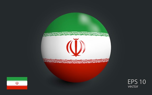 Realistic ball with flag of Iran Sphere with a reflection of the incident light with shadow