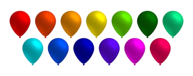 Realistic balloon isolated 3d colorful flying helium balloons