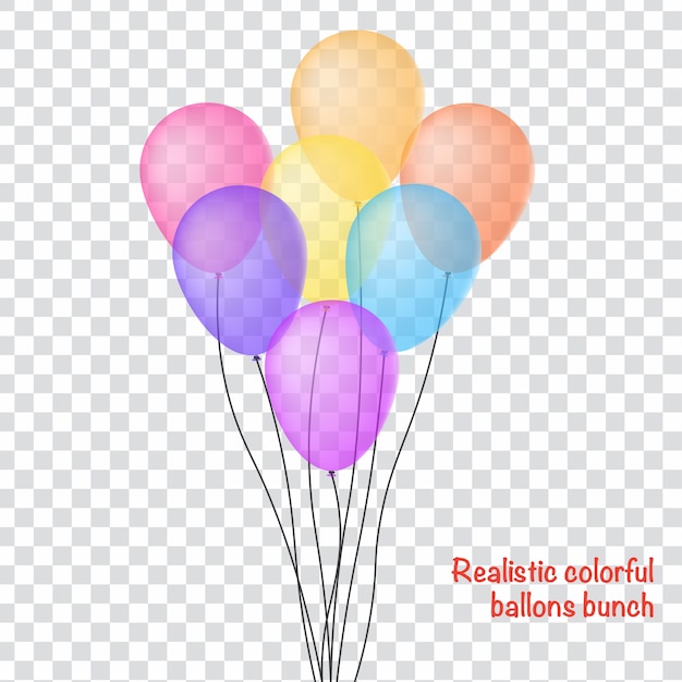 Realistic balloons bunch in transparent background