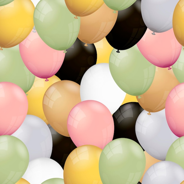 Vector realistic balloons seamless pattern background