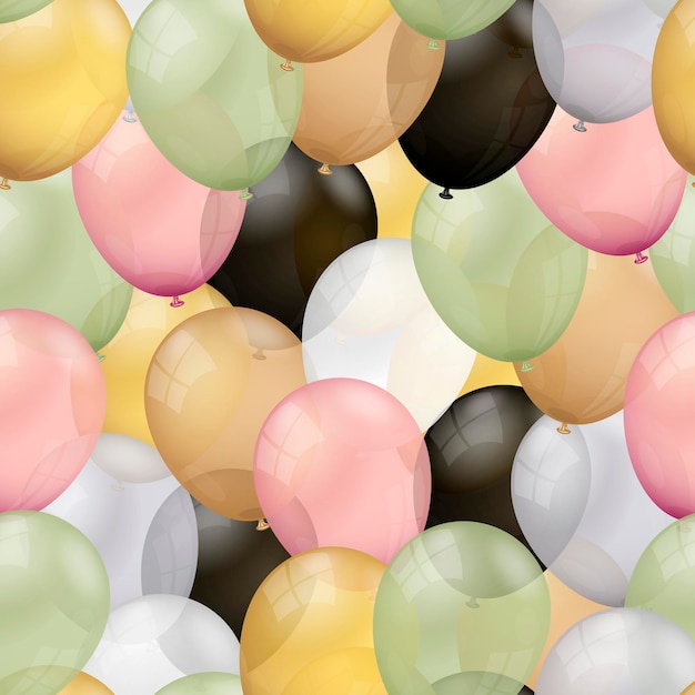 Vector realistic balloons seamless pattern background