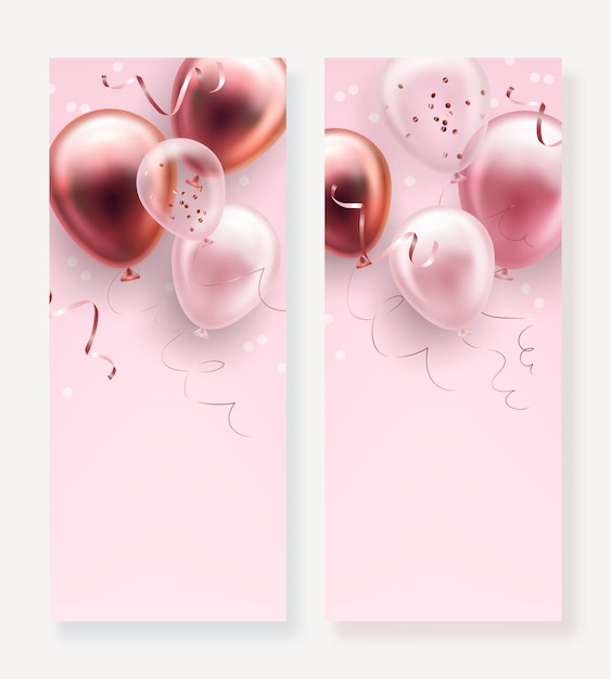 Vector realistic balloons vertical banners