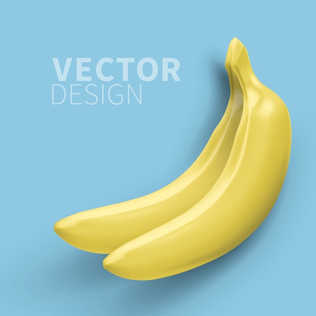 Realistic banana isolated on blue