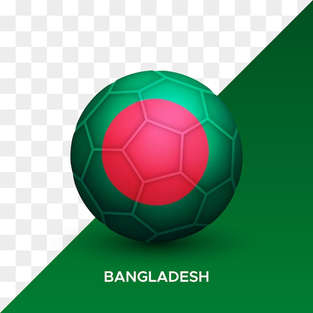 Realistic bangladesh flag football soccer ball mockup 3d vector illustration isolated