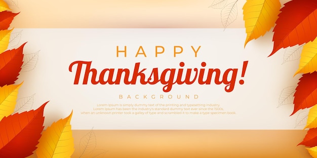 Realistic banner thanksgiving background with fall leaves