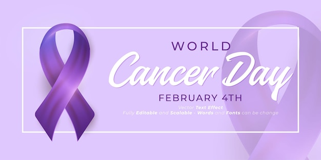 Realistic Banner World cancer day with word and ribbon