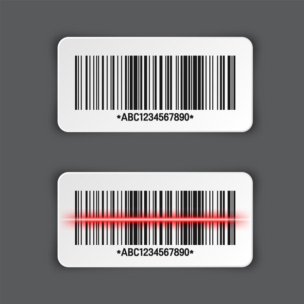 Vector realistic barcode sticker on gray background identification tracking code serial number product id