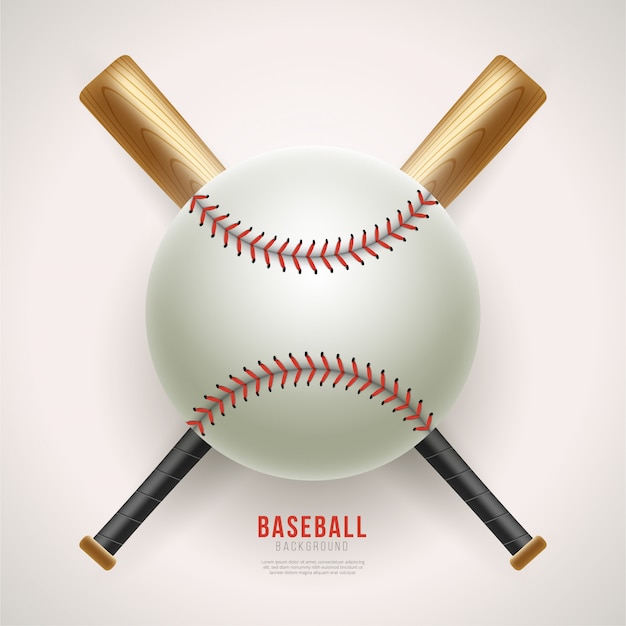 Realistic baseball ball and bat background