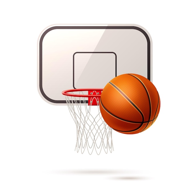 Vector realistic basketball board with basket