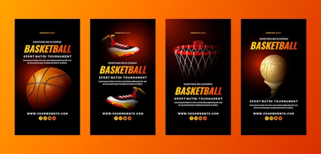 Vector realistic basketball instagram stories