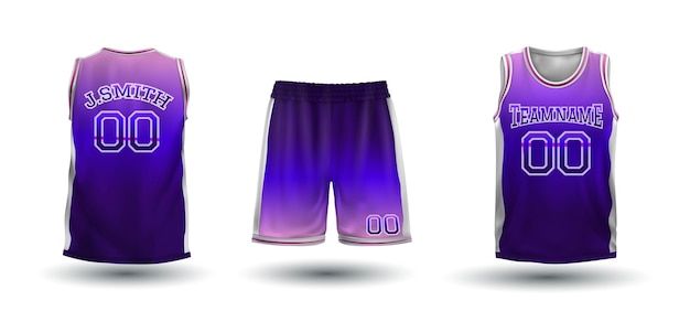 Vector realistic basketball jersey mockup template set