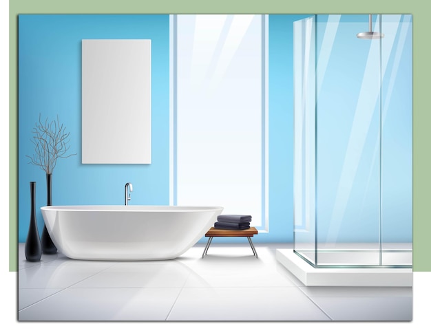 Vector realistic bathroom interior design