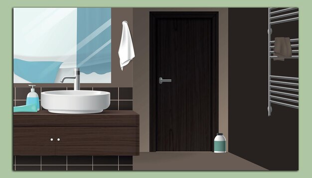 Vector realistic bathroom interior