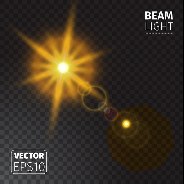 Realistic beam lights on transparent background.