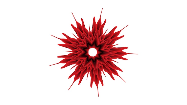 Vector realistic beautiful 3d red flower modern decorative design vector