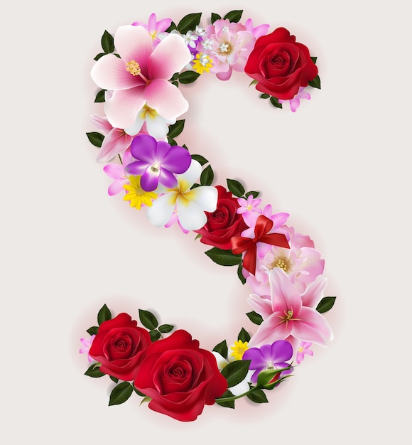 Realistic of beautiful flower font.