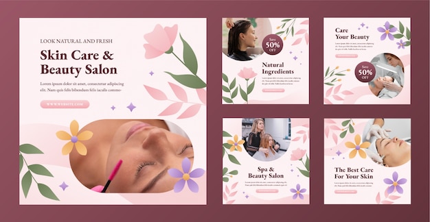 Realistic beauty salon instagram posts