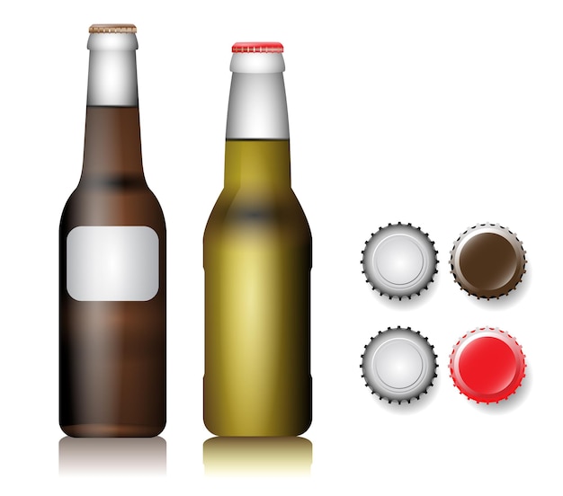 realistic beer bottle mockup isolated