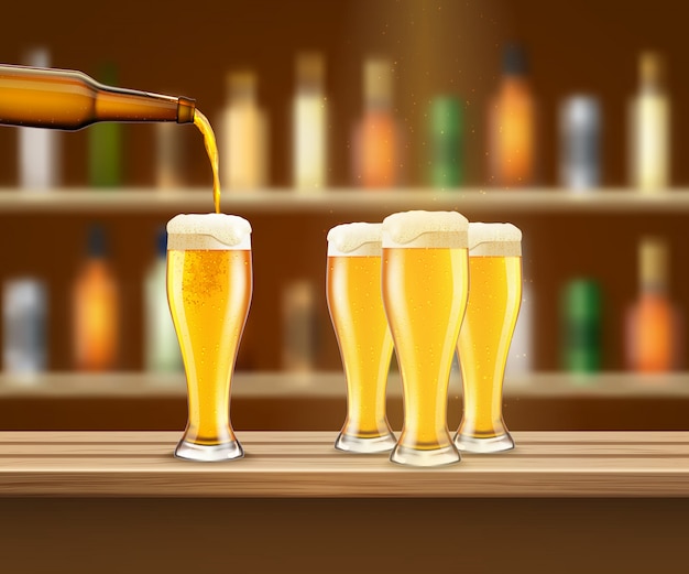 Illustrazione realistica della birra