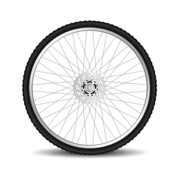 Realistic bicycle tire wheel isolated on white