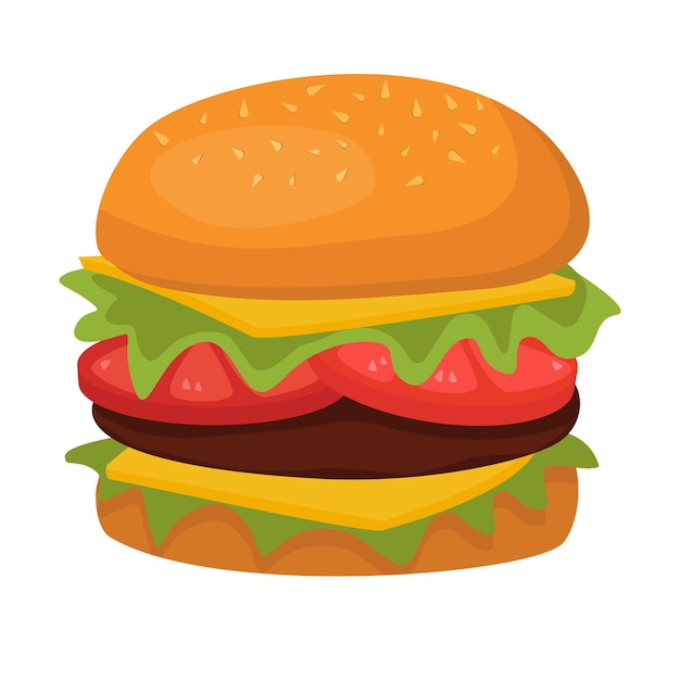 Vector realistic big hamburger on white background - vector