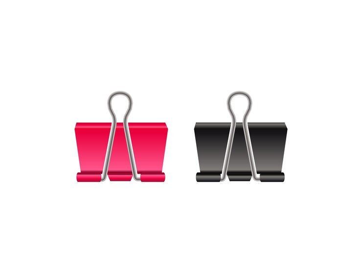 Vector realistic binder clip icon set with transparent background vector metal binder clip isolated