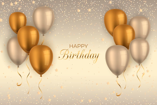 Vector realistic birthday background with balloons