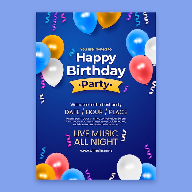 realistic birthday party flyer template