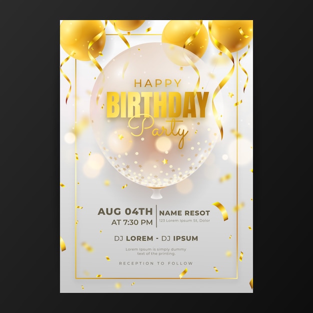 Vector realistic birthday party flyer