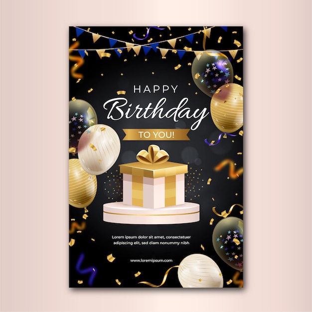 Vector realistic birthday party template flyer