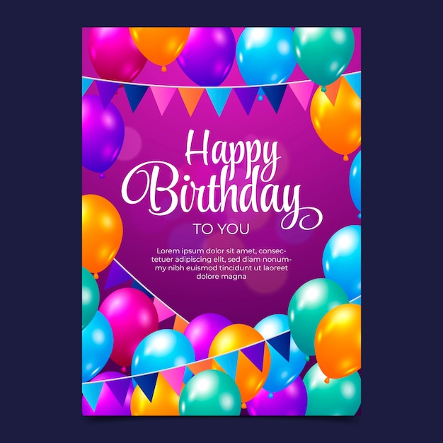 Realistic birthday template design