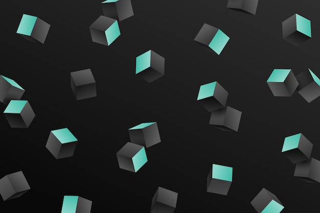 Realistic black background with cubes