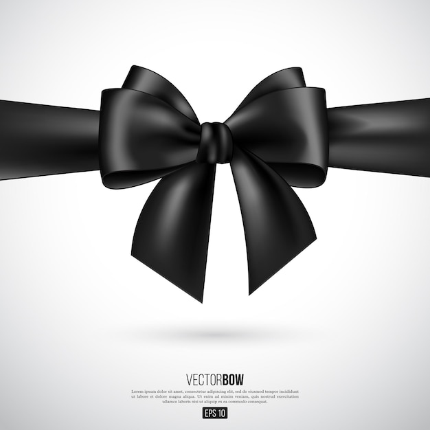 Vector realistic black bow and ribbon.