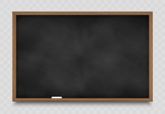 Vector realistic black chalkboard in wooden frame