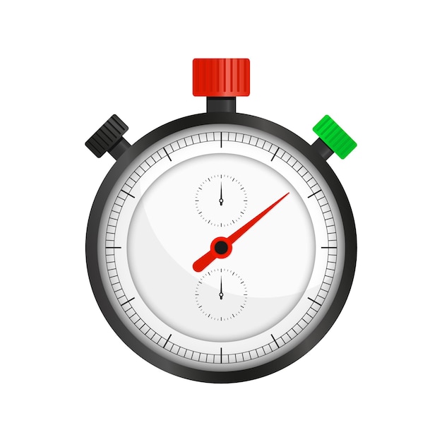 Realistic black classic stopwatch on white background