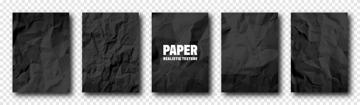 Vector realistic black crumpled paper texture rough grunge old blank torn edges vector illustration
