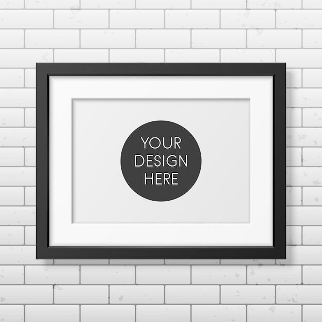 Vector realistic black frame a4 on the brick wall