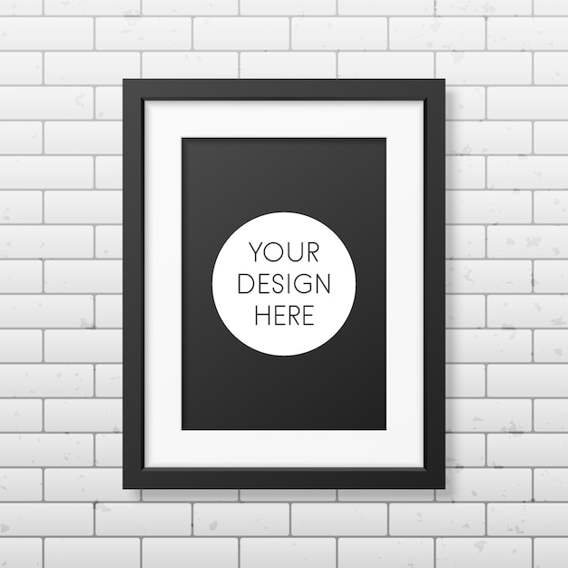 Vector realistic black frame a4 on the brick wall