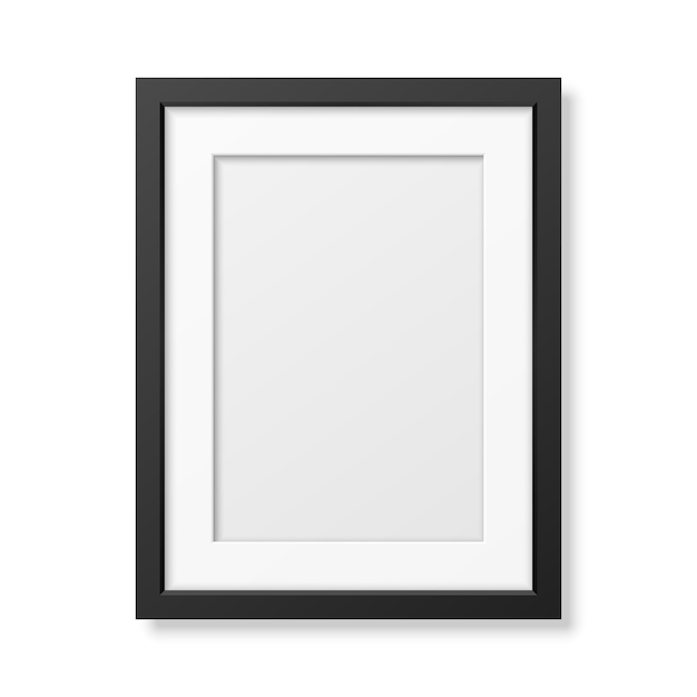 Realistic black frame A4 isolated on white.  